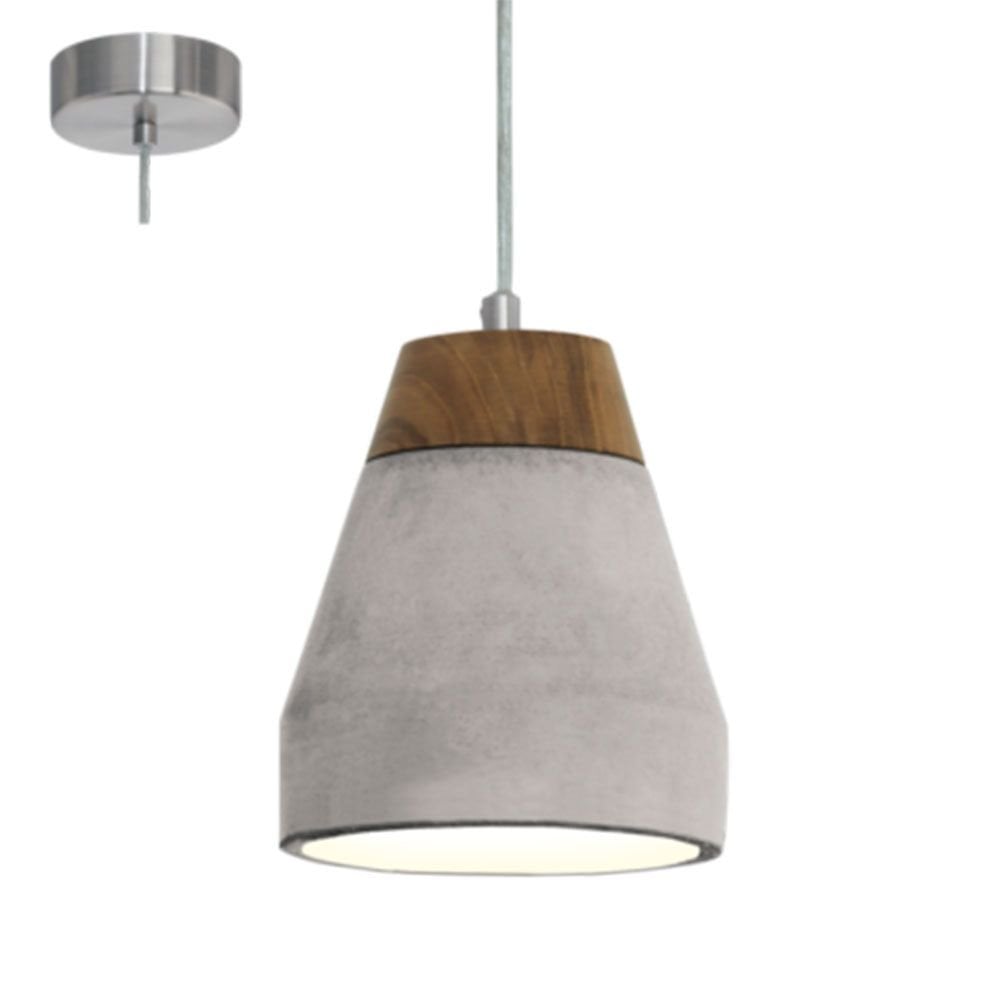 Tarega Single Concrete & Wood Pendant Light E27