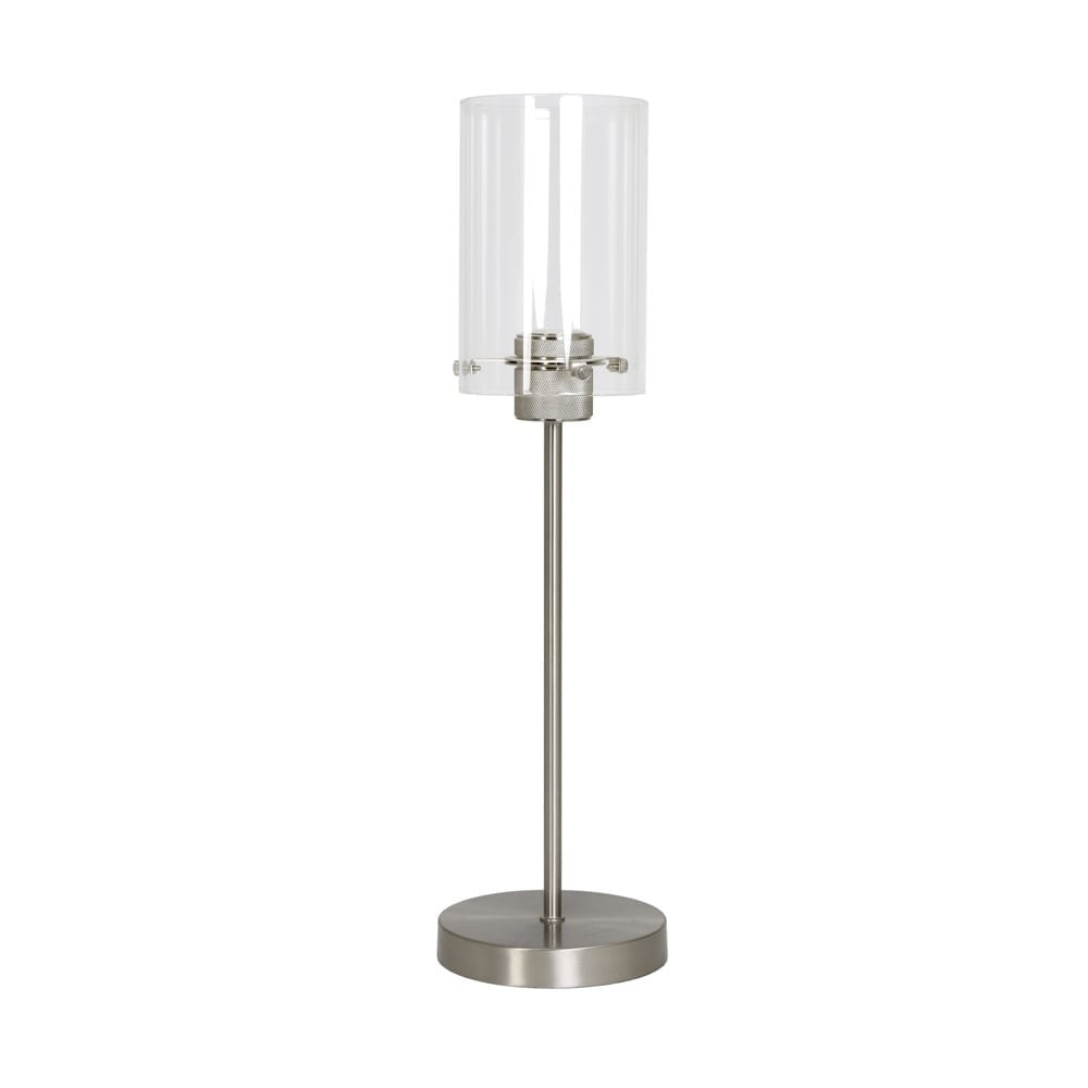 Vancouver Satin Nickel with Clear Glass Tube Table lamp