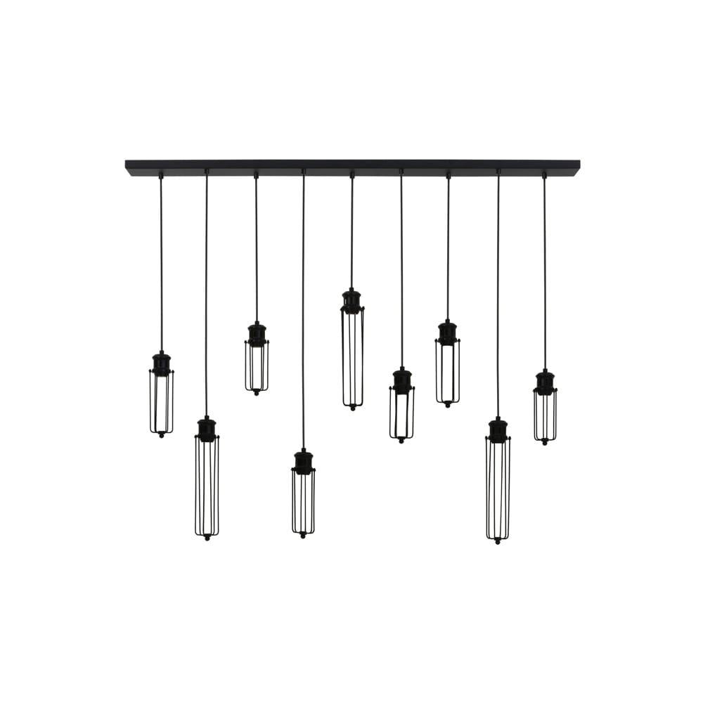 Hanging Pendant Lamp 9L 140x14x120cm Dagmar Black