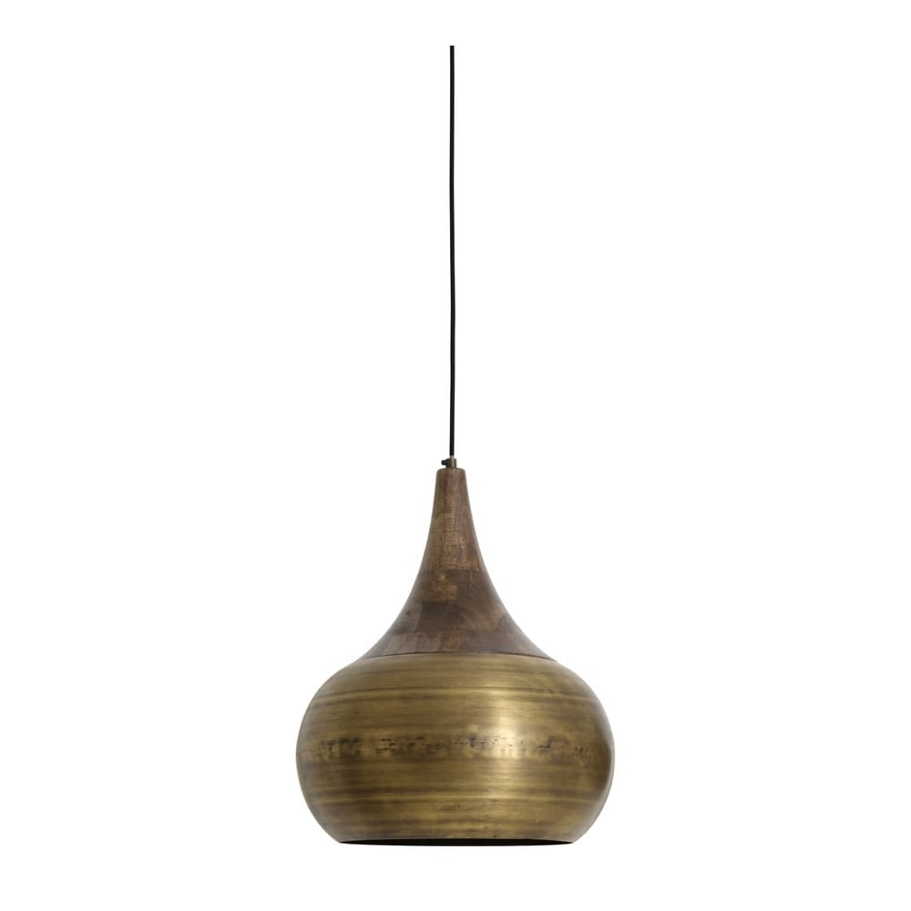 Hanging Pendant Lamp D35x46cm Saida Bronze With Wooden Top