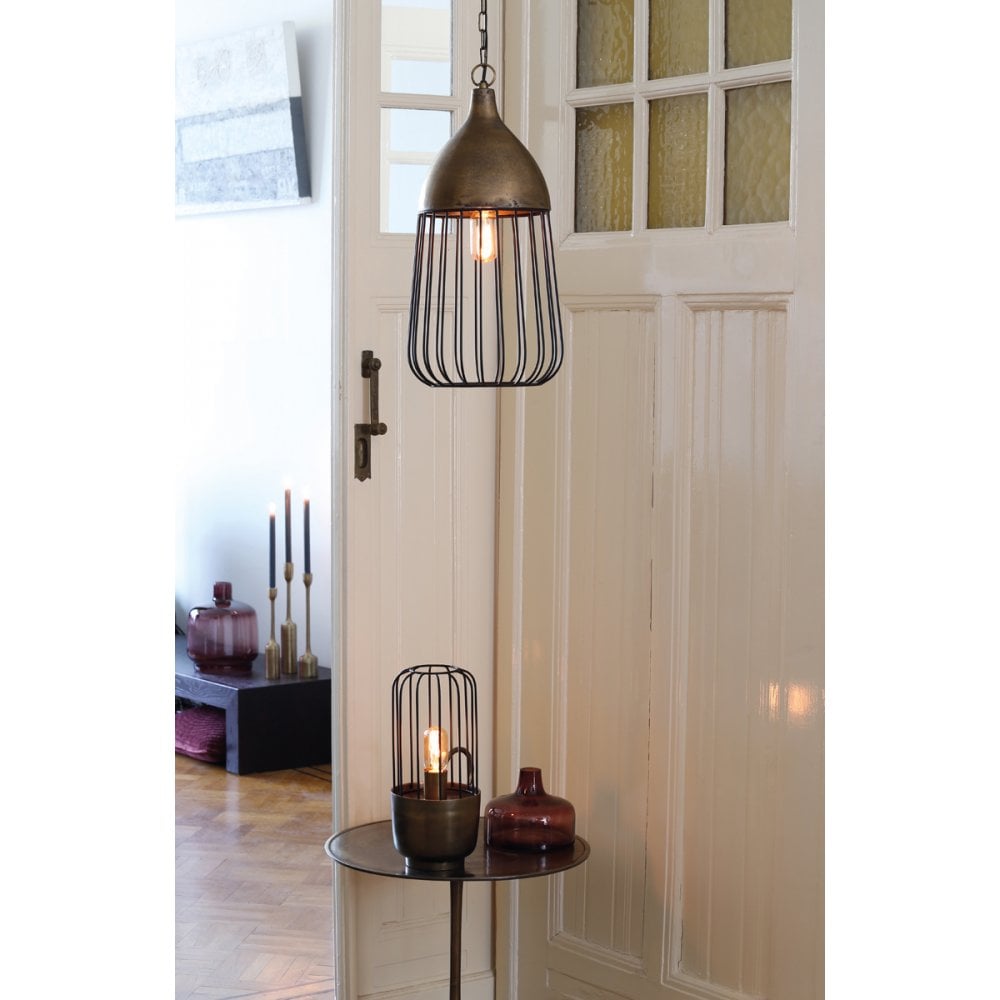 Hanging Pendant Lamp D24x48cm Undine Antique Bronze and Black