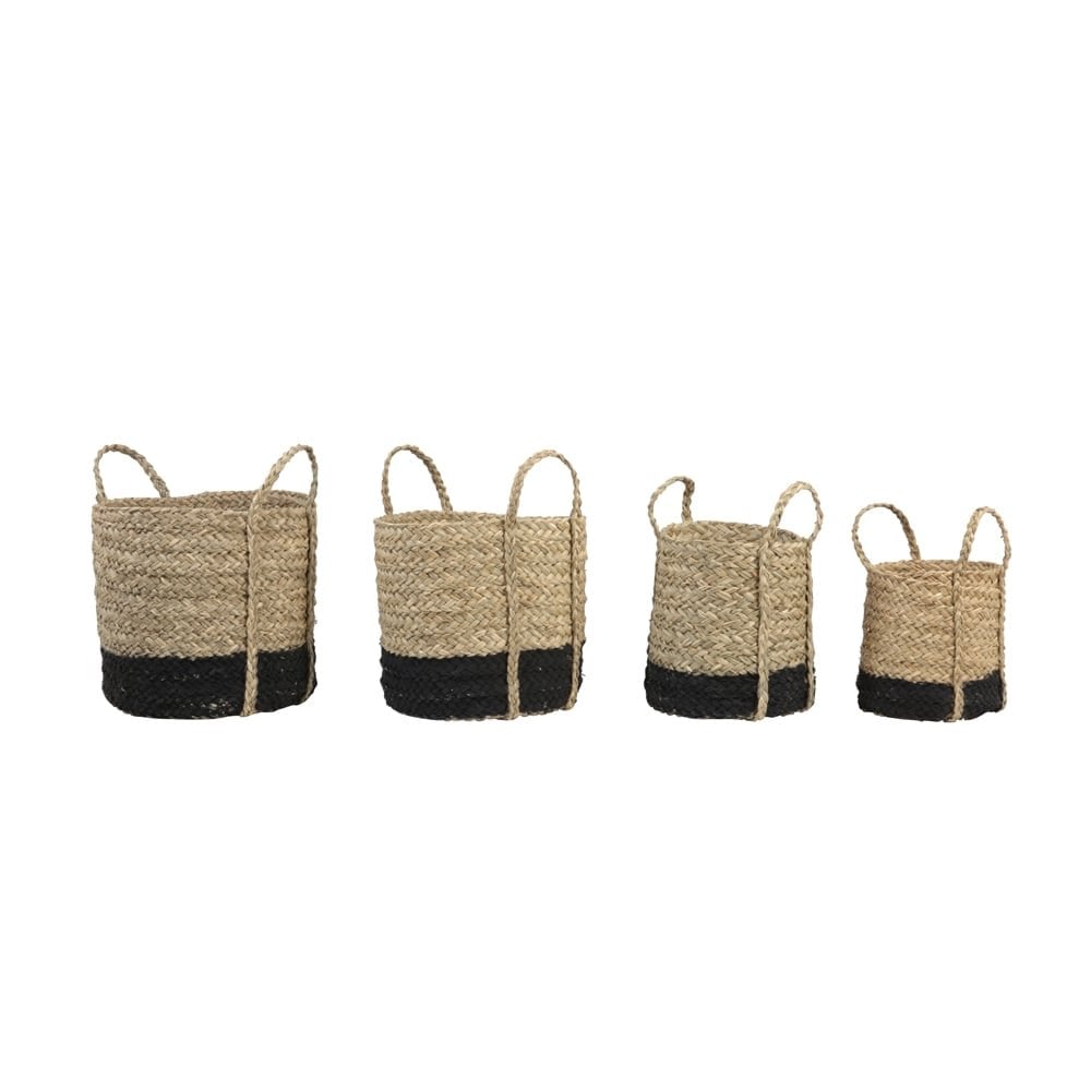 Basket Set of 4 Max 35x32cm Gefen Natural and Matted Black