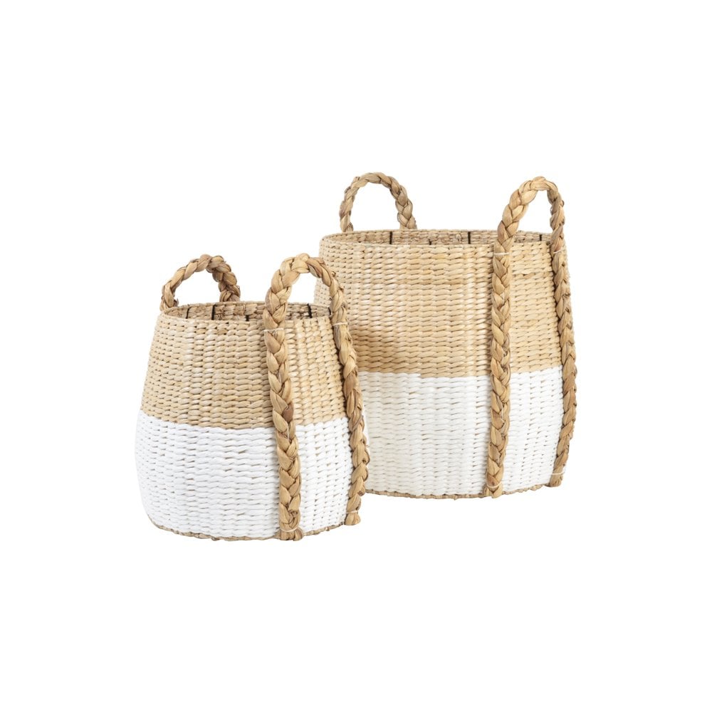 Basket Set of 2 40x35 and 50x45cm Ramun Natural and White