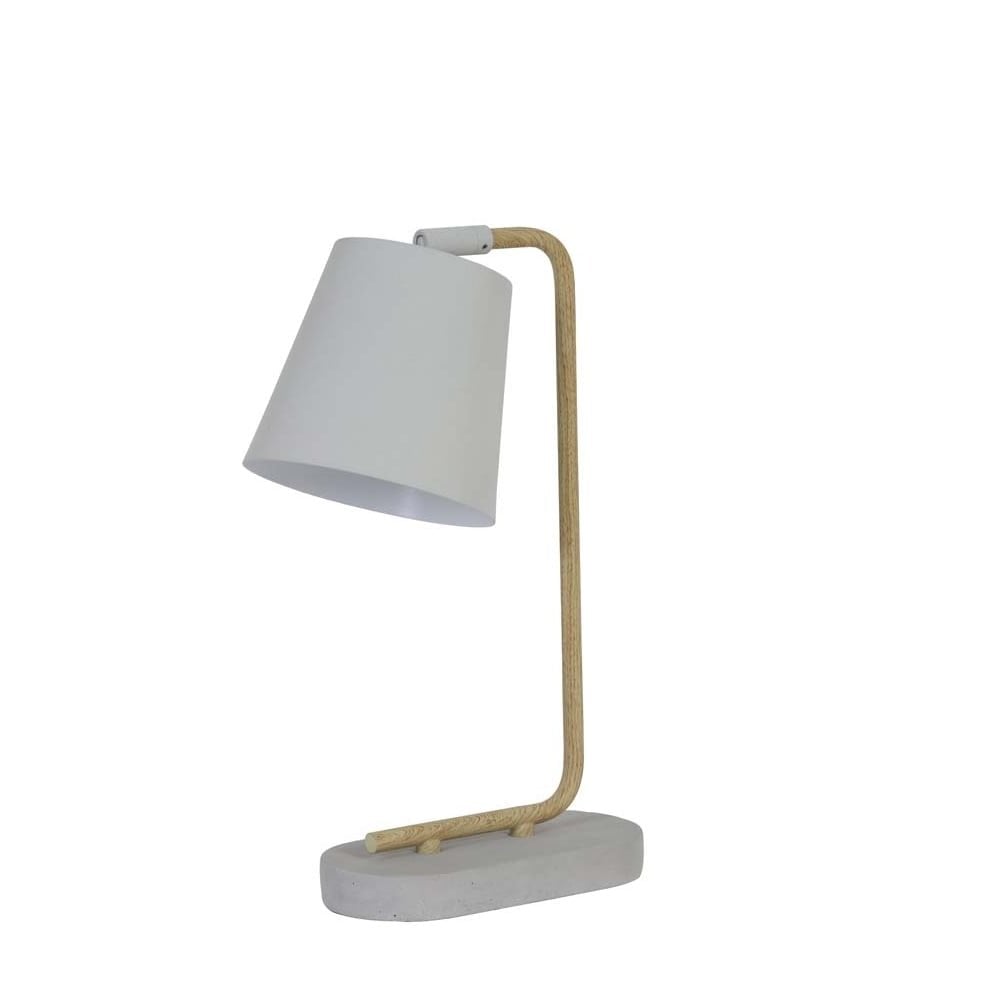 White Concrete and Wood Table lamp 25x14x45cm Salaun Lamp