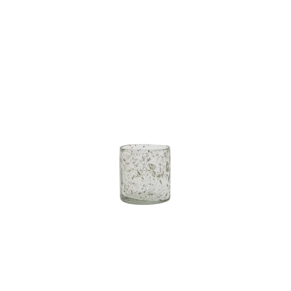 Tealight 8x8.5cm - Tamba Glass Stone Finish Clear