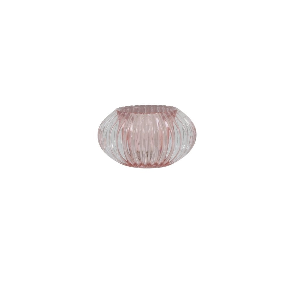 Tealight 11x6.5cm - Pertu Clear Glass and Light Pink