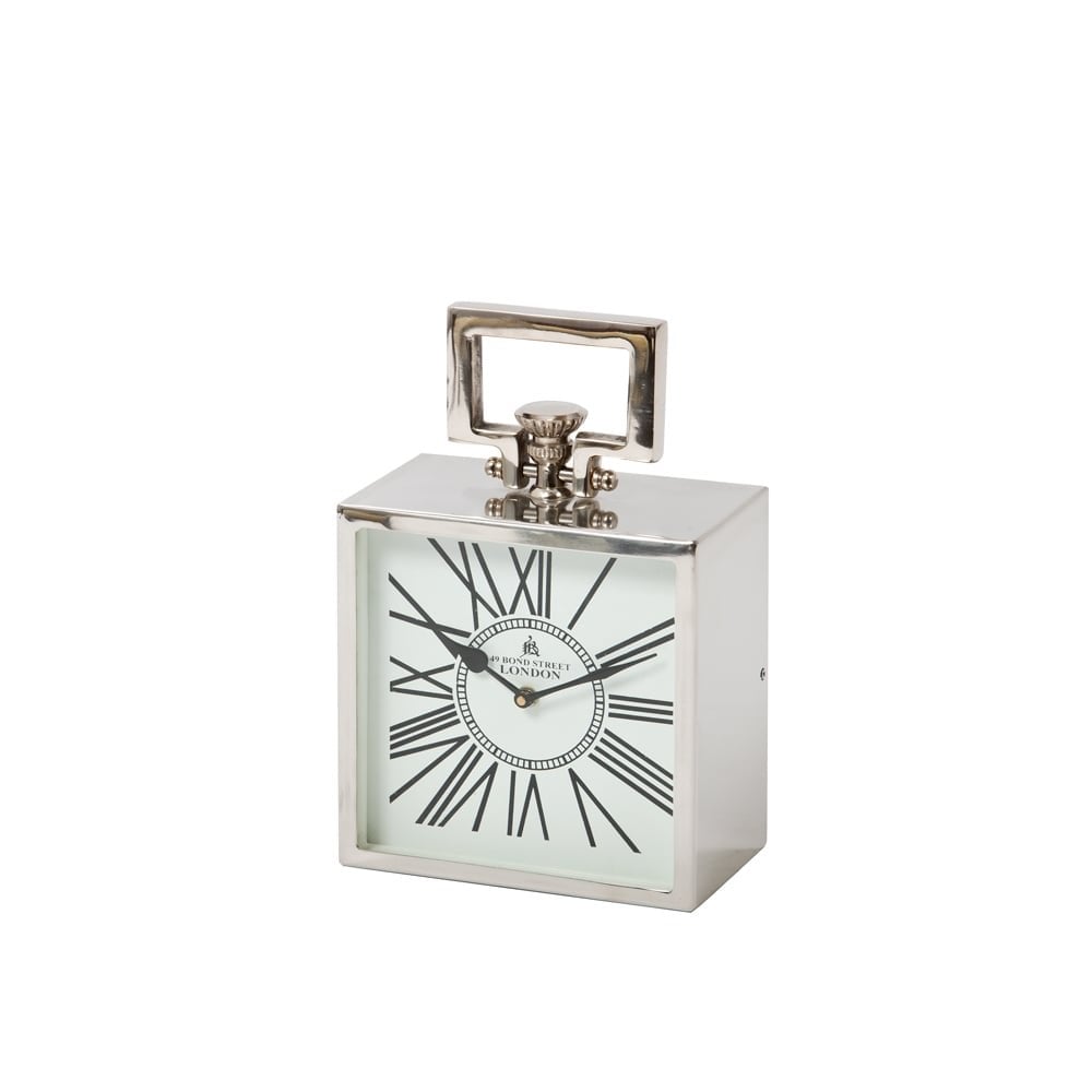 Clock 20.5x11.5x30.5cm London Nickel with White Clockface