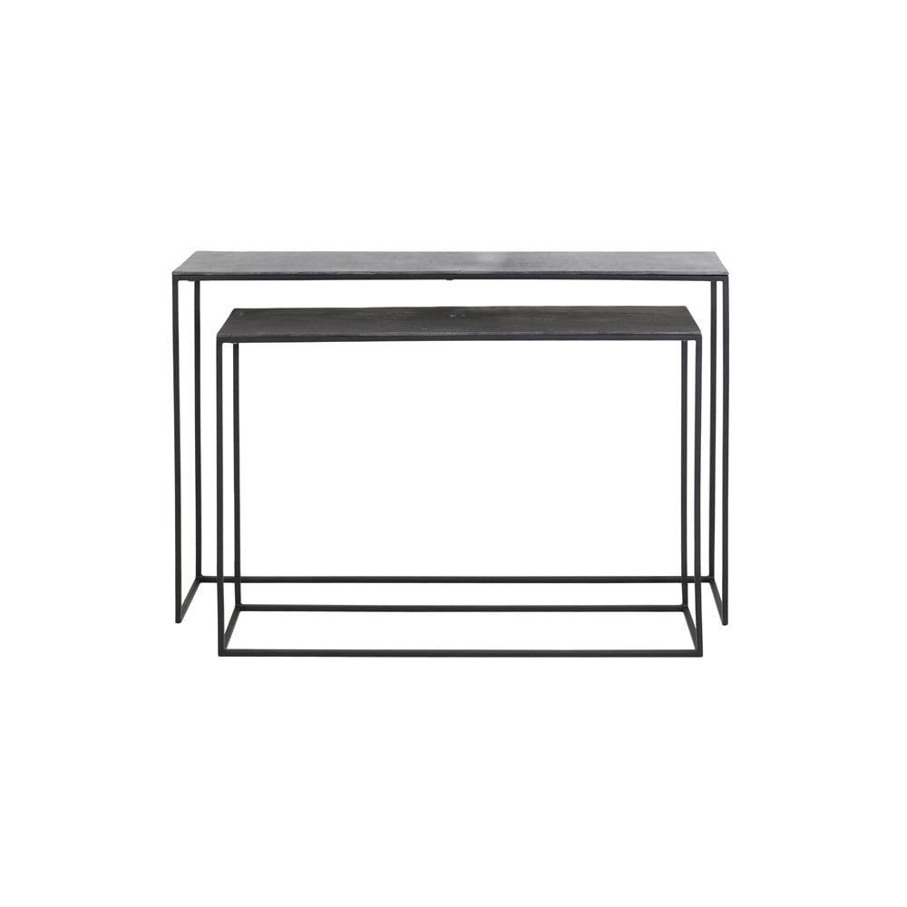 Side Table Set of 2 Max 120x25x80cm Boca Raw Lead Ant-Matt Black