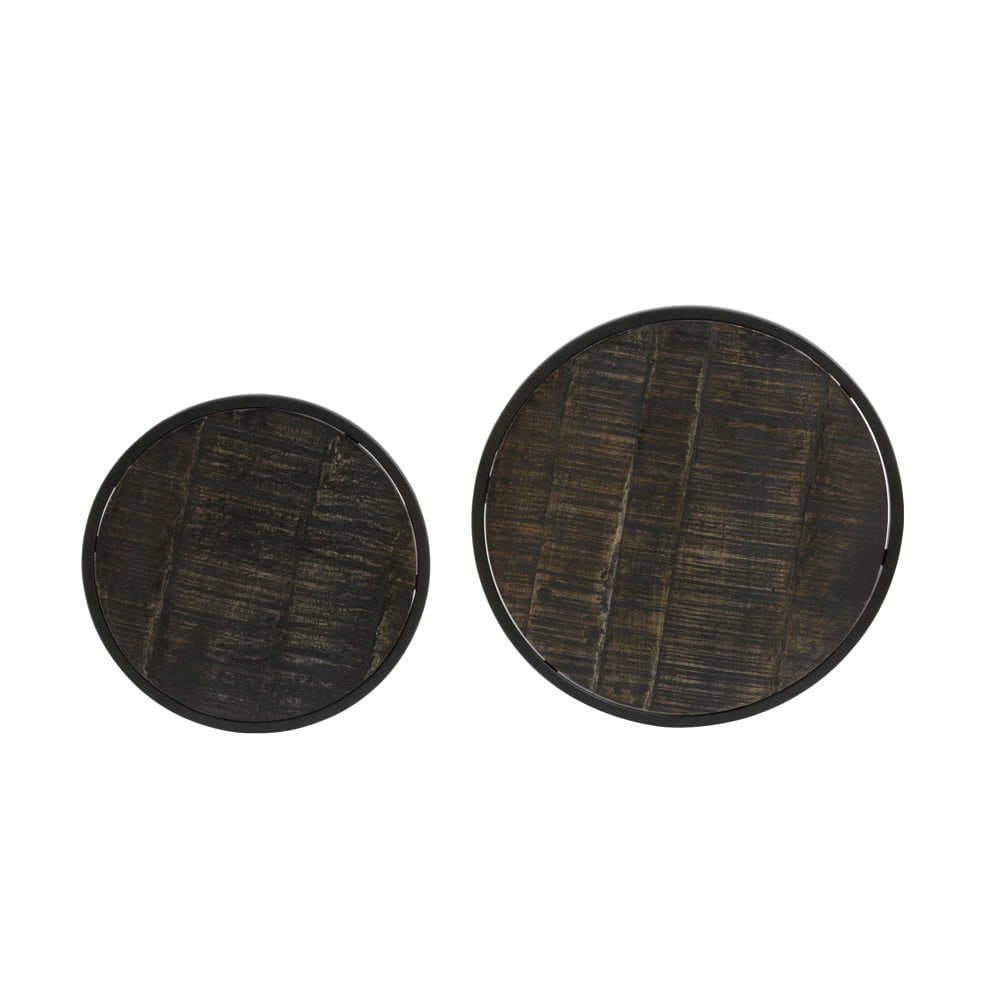 Side Table Set of 2 40x45 and 50x52cm Doba Wood Antique-Matt.Black