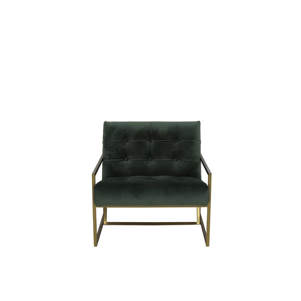 Chair 71x81x70cm Geneve Velvet Olive Green and Gold