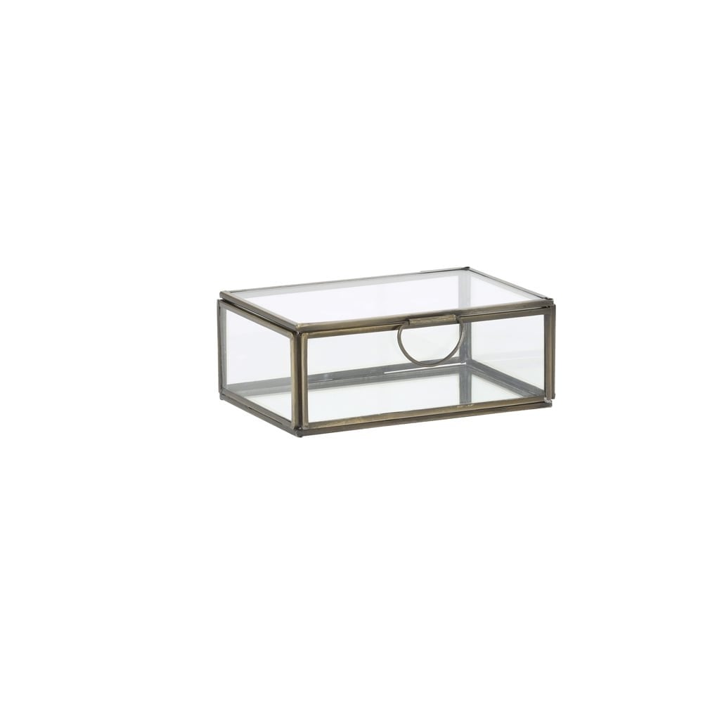 Deco Box 15.5x10.5x6cm Alessina Antique Bronze and Clear Glass