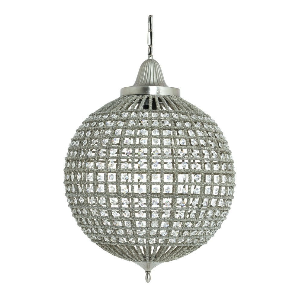 Hanging Lamp Cheyenne Nickel Crystal Ceiling Pendant (47x65cm)