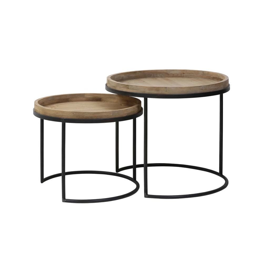 Side Table Set of 2 50x44 and 60x54cm Copan Black and Wood