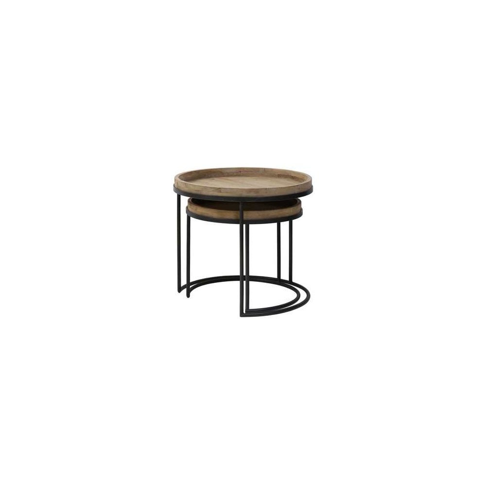 Side Table Set of 2 50x44 and 60x54cm Copan Black and Wood