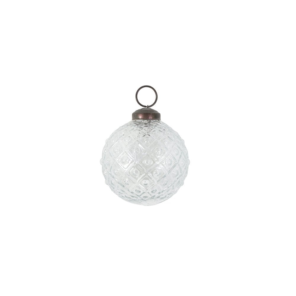 Christmas Bauble 7cm Clear Glass Clear Rhomb