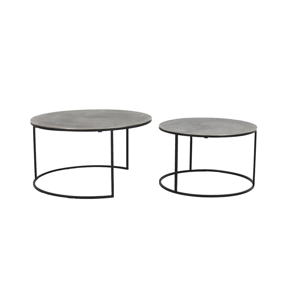 Coffee Table Set of 2 61x37 and 76x41cm Rengo Texture Antique Lead