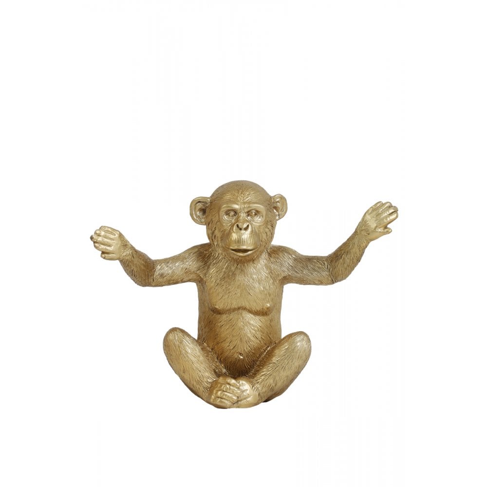 Ornament Set of 3 28.5x8x14cm Monkey Gold