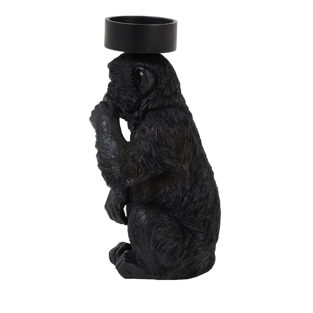 Candle Holder 16.5x15x32cm - Monkey Black