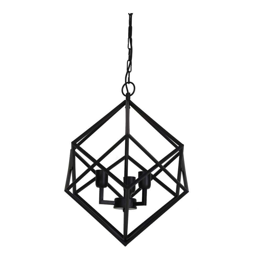 Hanging Ceiling Pendant Light 3 Light 46x56cm - Drizella Matted Black