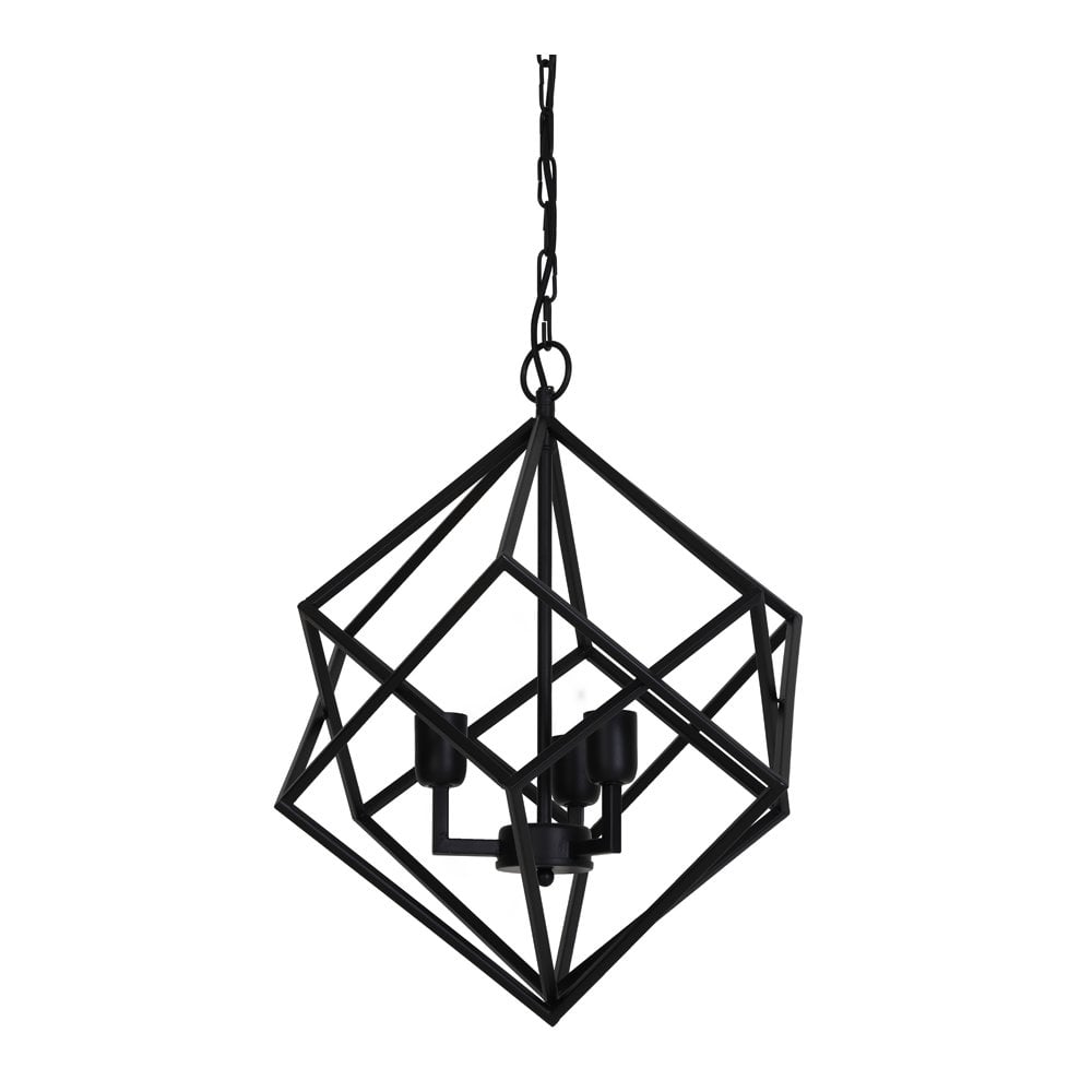 Hanging Ceiling Pendant Light 3 Light 46x56cm - Drizella Matted Black