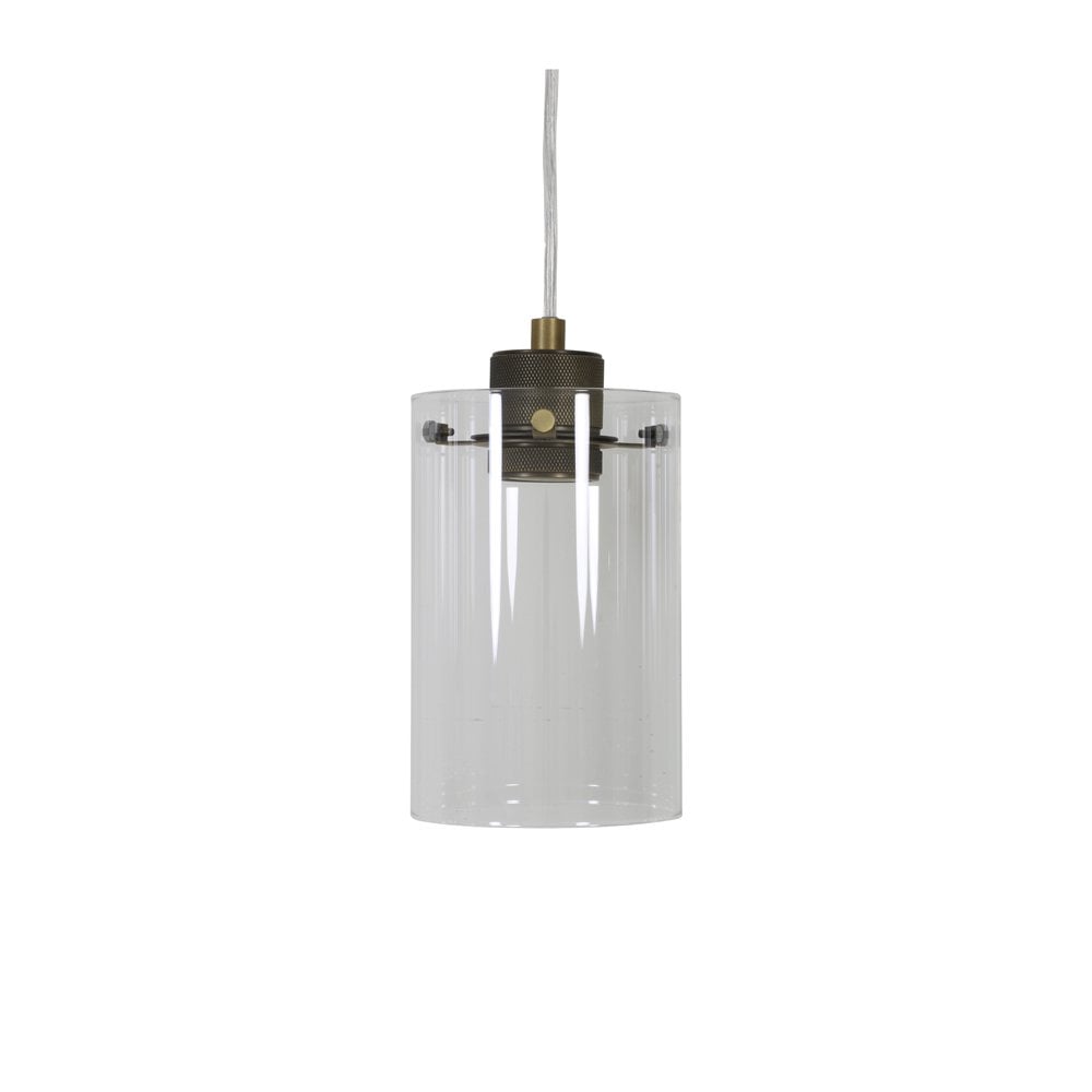 Hanging Pendant Lamp 3L 65x12x18.5cm Vancouver Ant.Bronz Glass