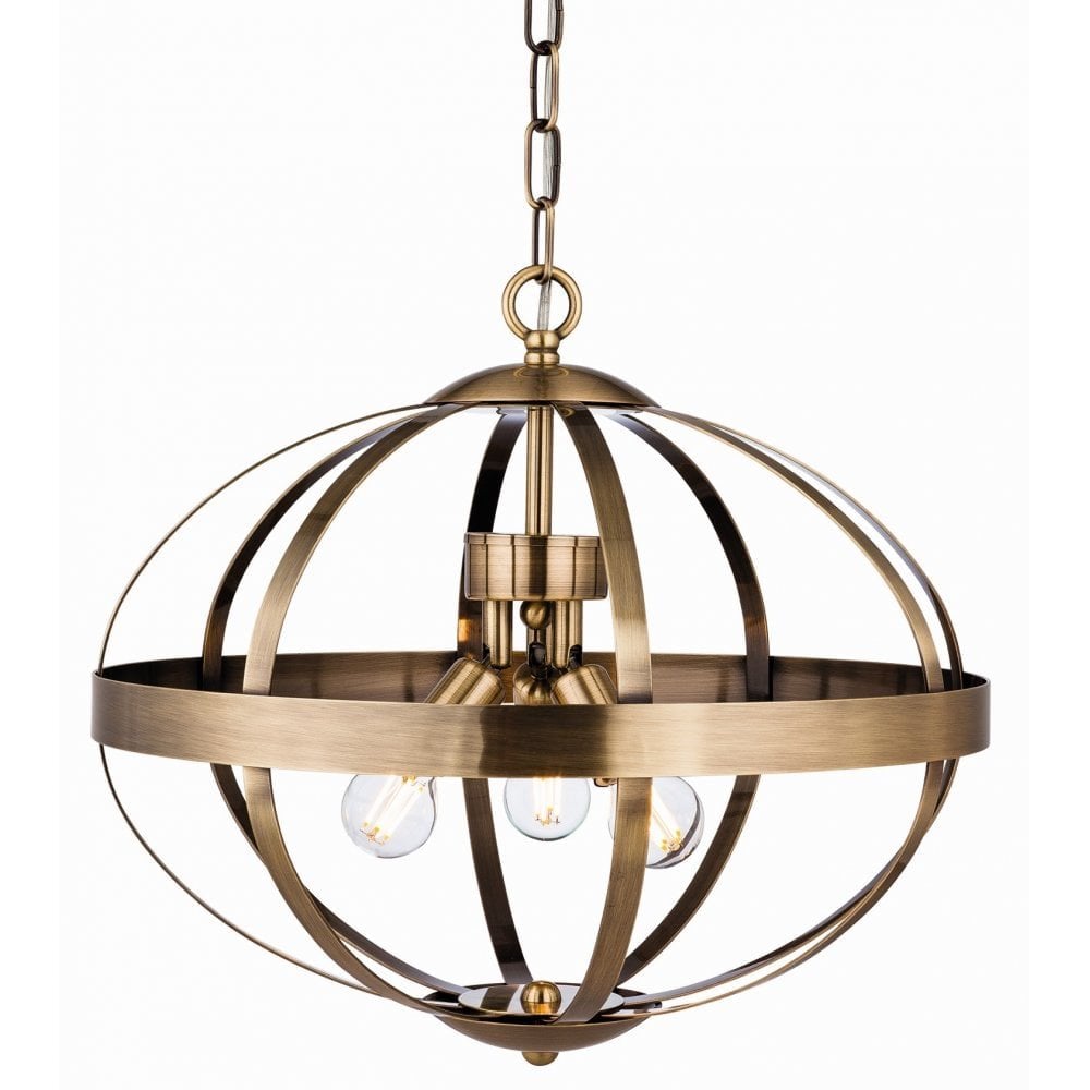 Flux Hanging Pendant Lamp Pendant, Antique Brass