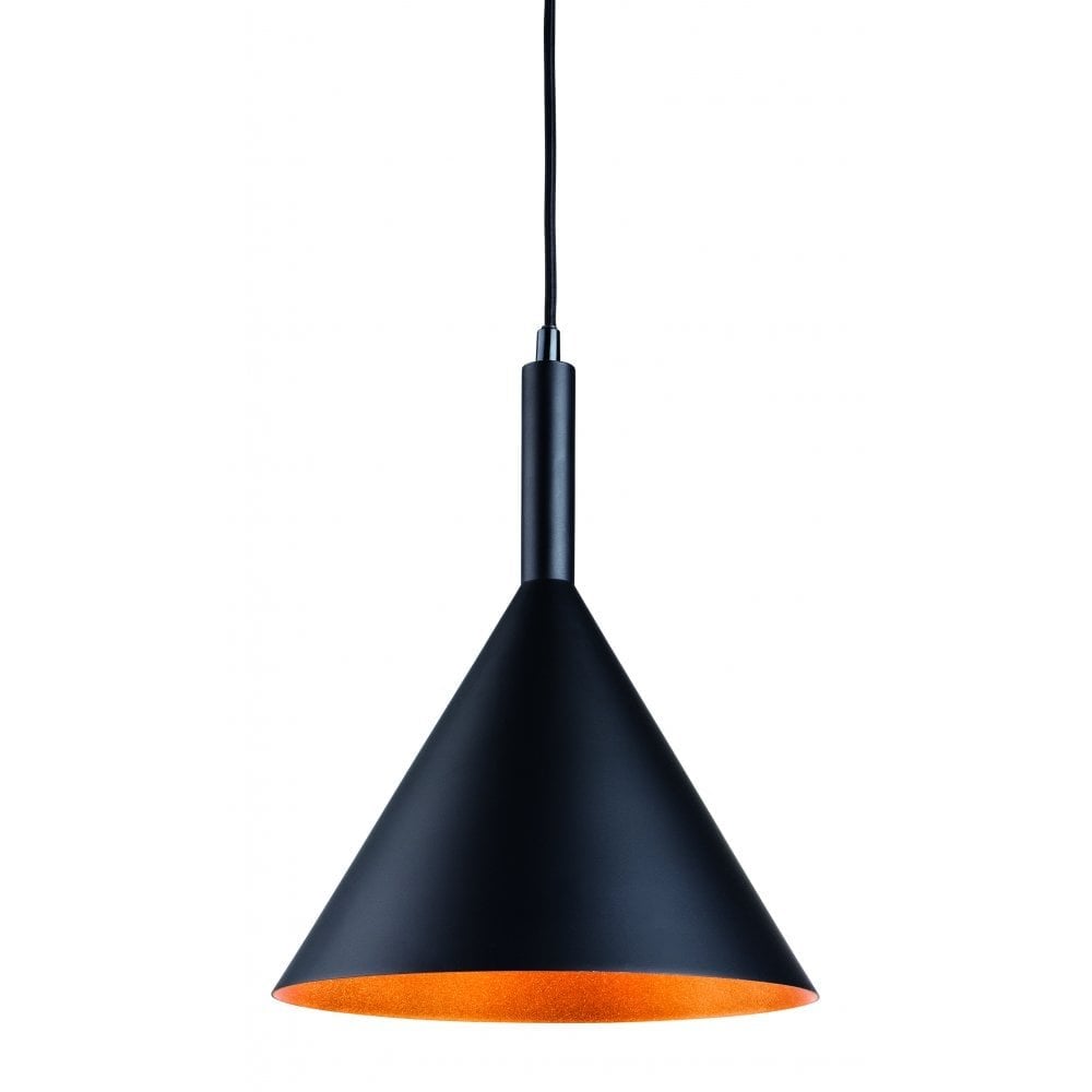 Bistro Pendant, Black with Gold Inside