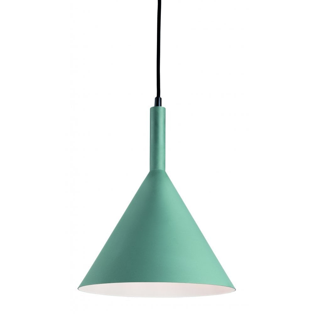 Bistro Pendant, Green with White Inside