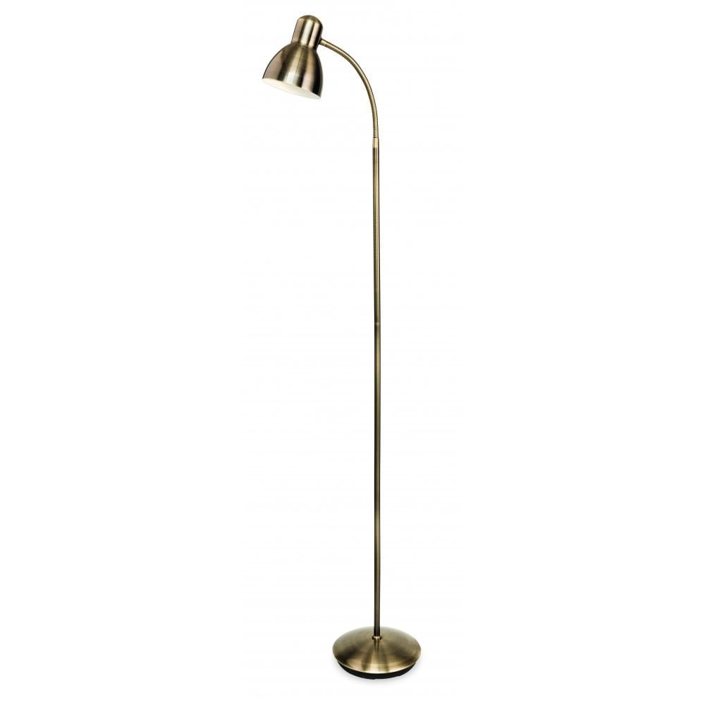 Curved Floor Lamp, Antique Brass