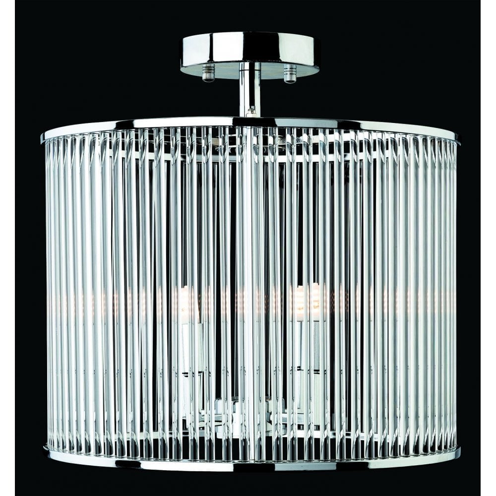 Flux Semi Flush, Round, Chrome with Clear Glass Rods