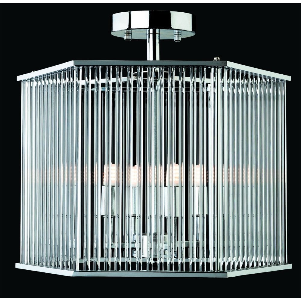 Flux Semi Flush, Hexagon, Chrome with Clear Glass Rods