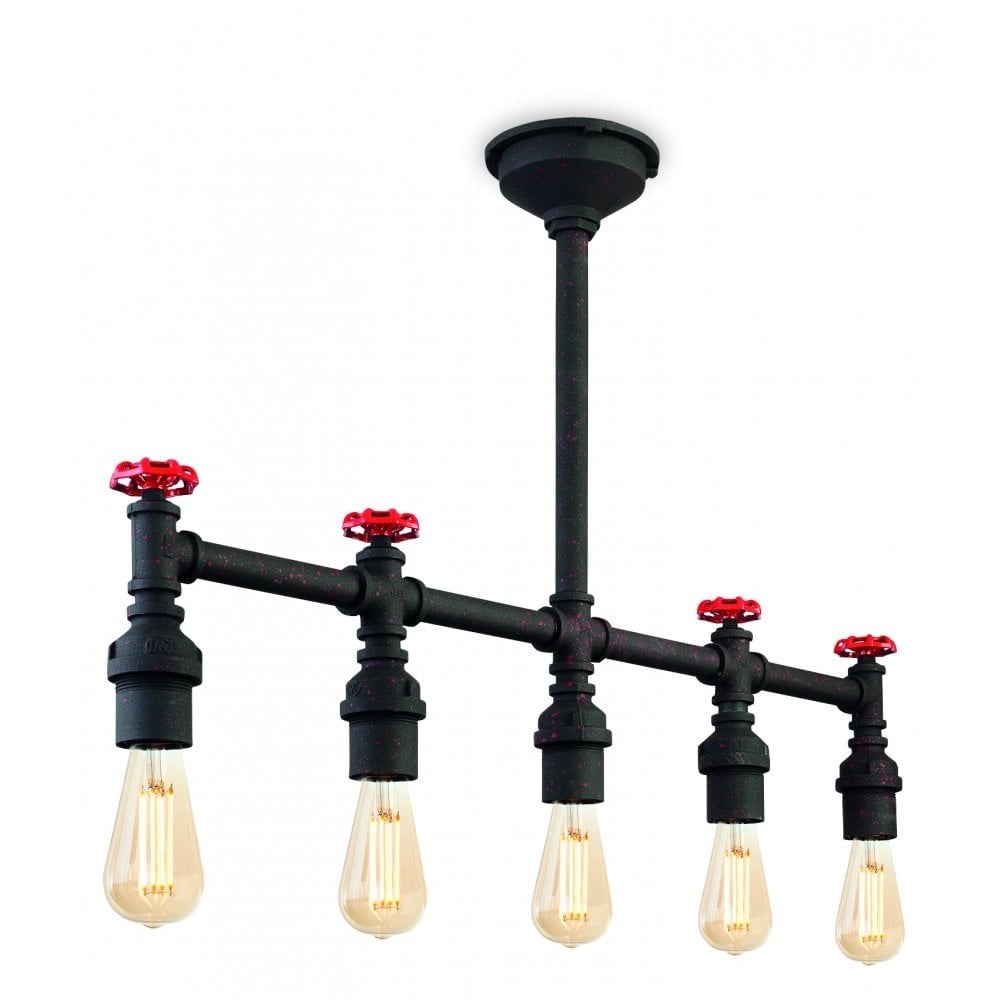 Artek Factory 5 Light Semi Flush Fitting, Rustic Black