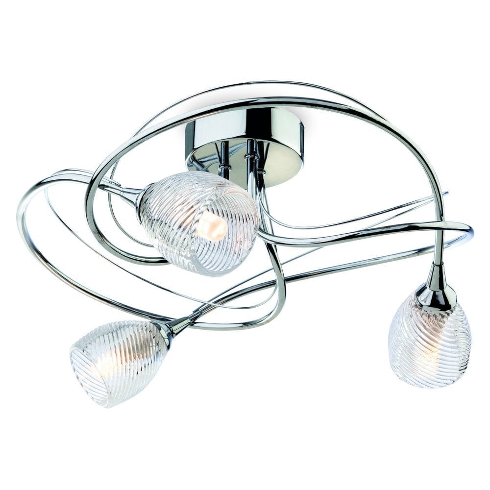 Twist 3 Light Flush Fitting, Chrome with Clear Decorative Glass