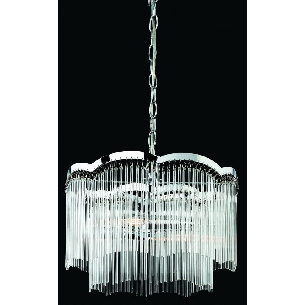 Exhibit Pendant, Chrome with Clear Glass Rods