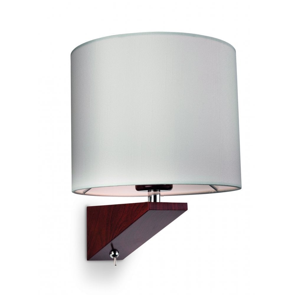 Contrast Wall Light (Switched) , Dark Walnut with Cream Shade