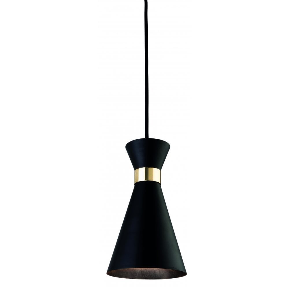 Vogue Pendant, Black with Brass