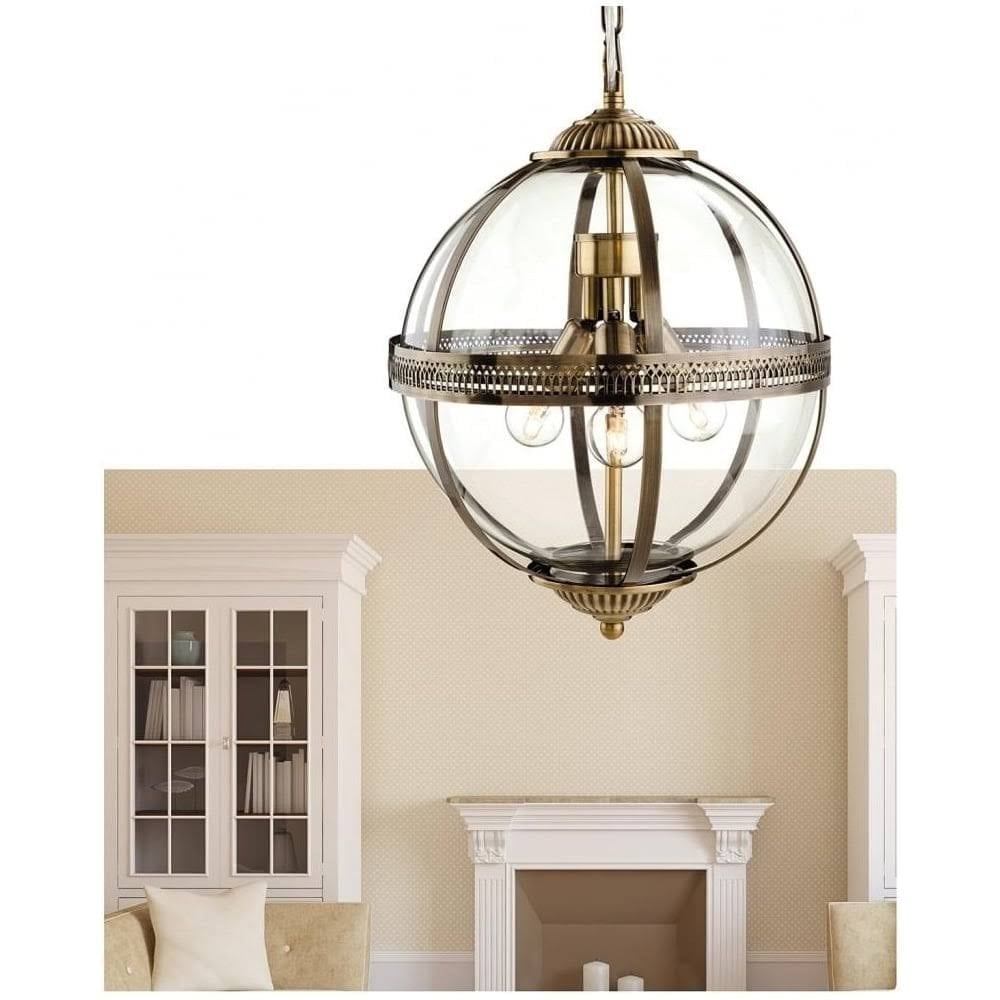 Delicate Traditional Bronze Clear Glass Globe Pendant Light