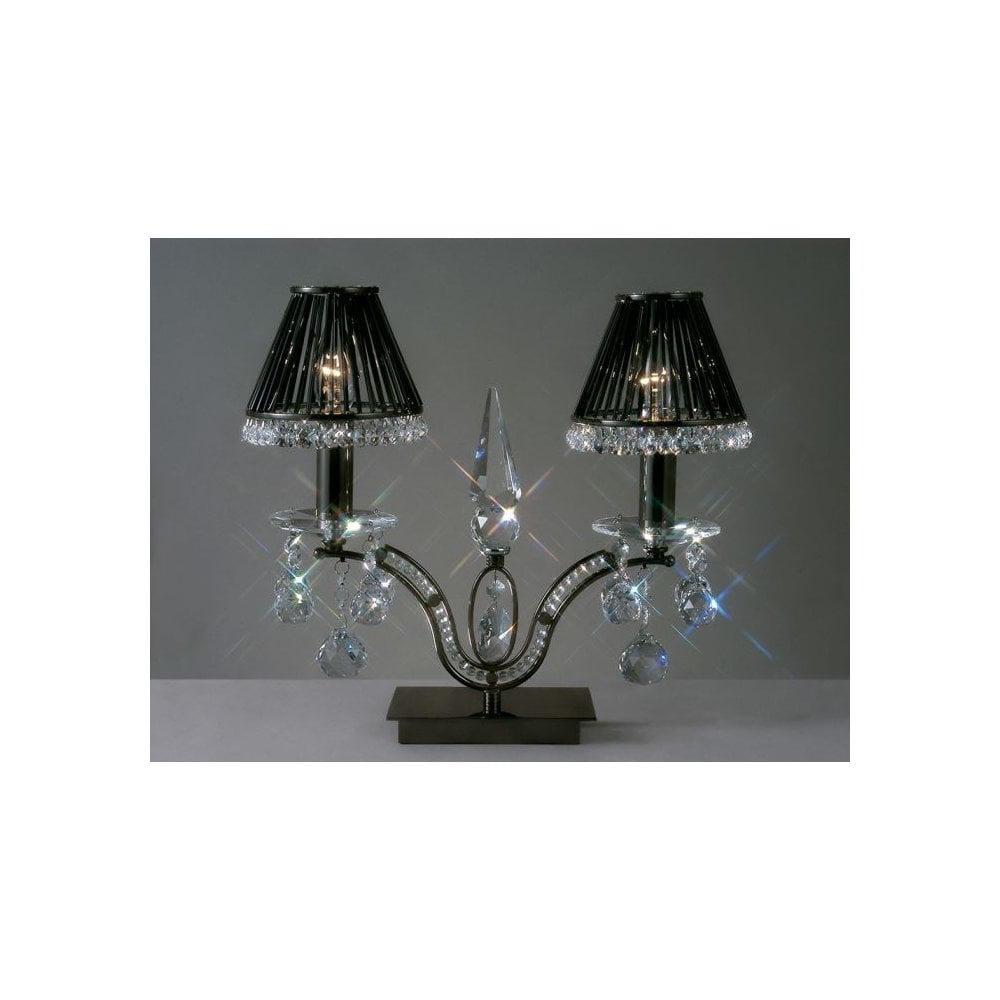 Tara Table Lamp 2 Light Black Chrome/Crystal