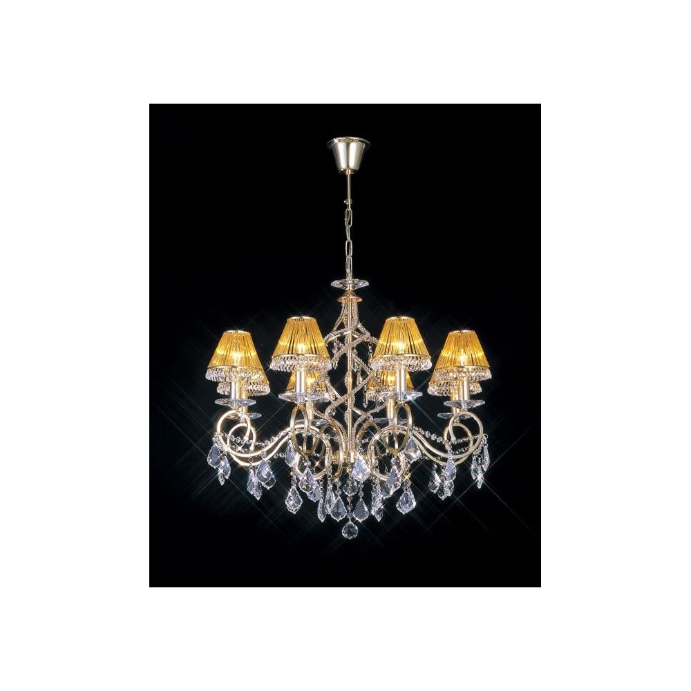 Torino Pendant 8 Light French Gold/Crystal