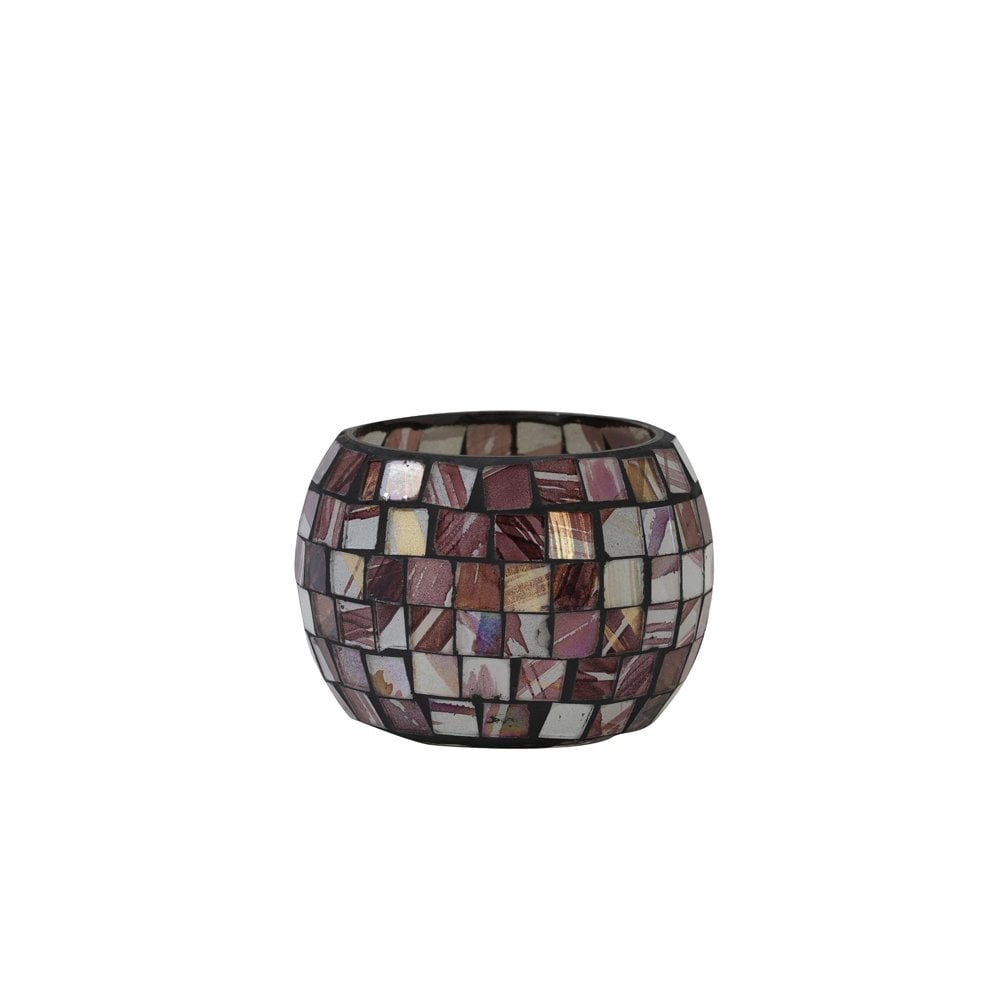 Tealight 8x6.5cm Tyson Purple WhitexGrey