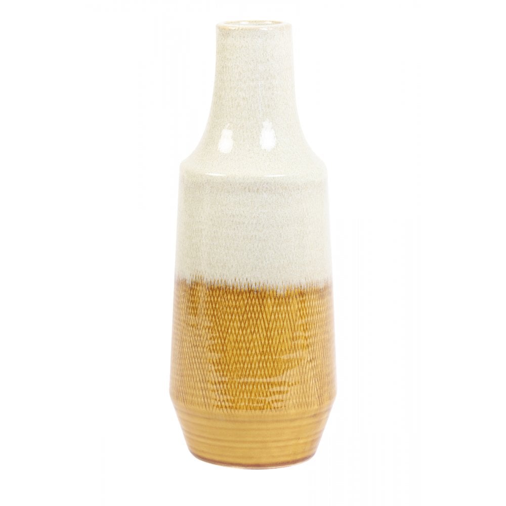 Vase Deco 15x39.5cm Frasca Ceramics Creme and Ocher Yellow