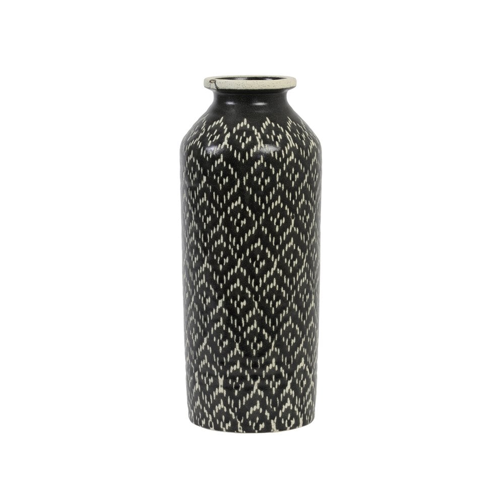 Vase Deco 14.5x36cm Elbas Ceramics Black and White