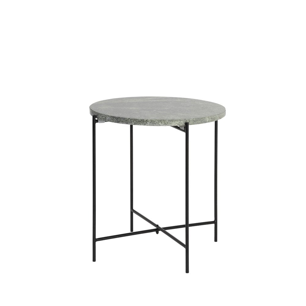 Side Table 34x37.5cm Quillon Matt BlackxMarble Dark Green