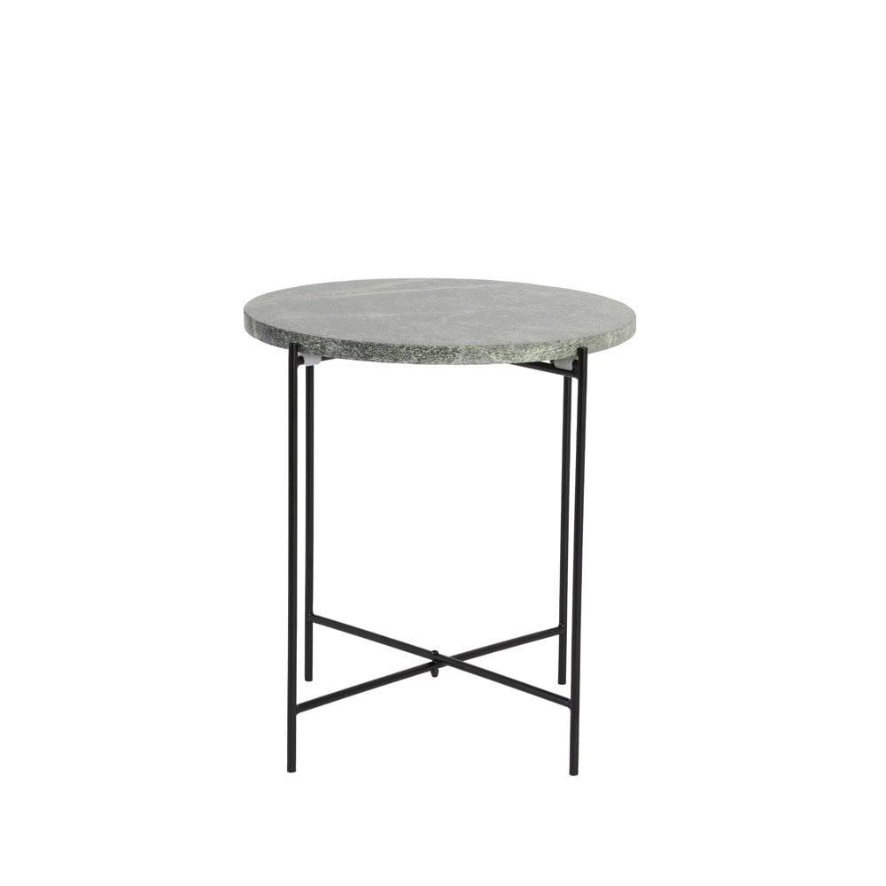 Side Table 34x37.5cm Quillon Matt BlackxMarble Dark Green