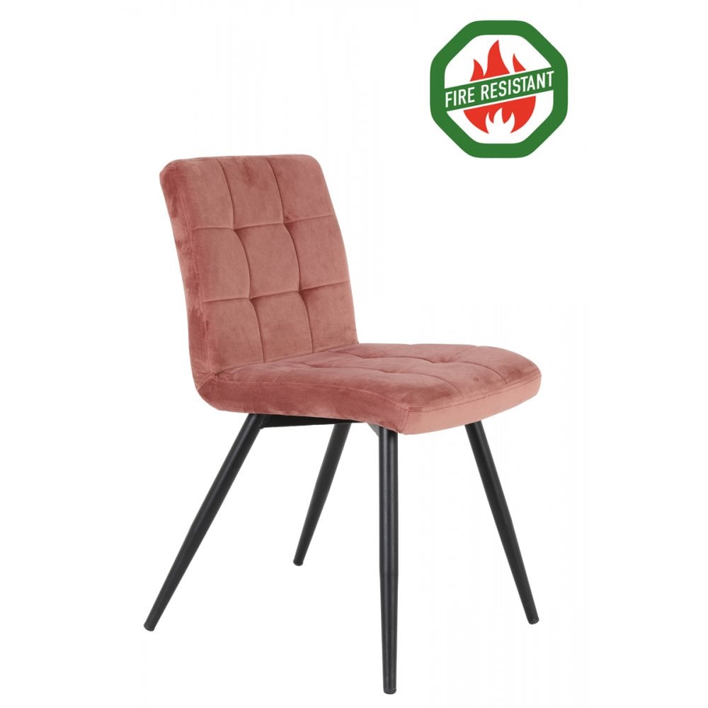 Dining Chair 57x49x84cm Olive Fr Velvet Old Pink