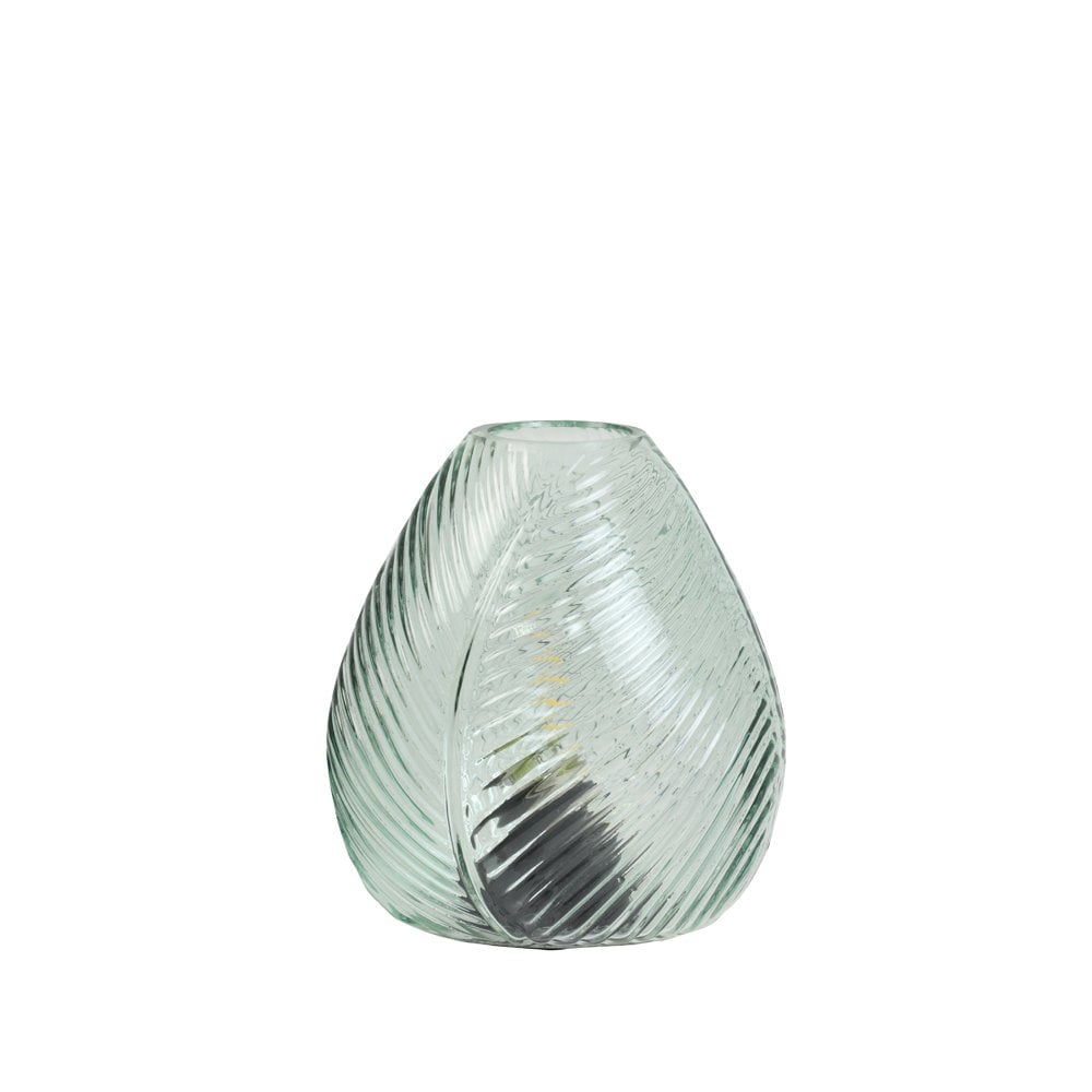 Table Lamp LED 13.5x15cm Leaf Glass Light Blue