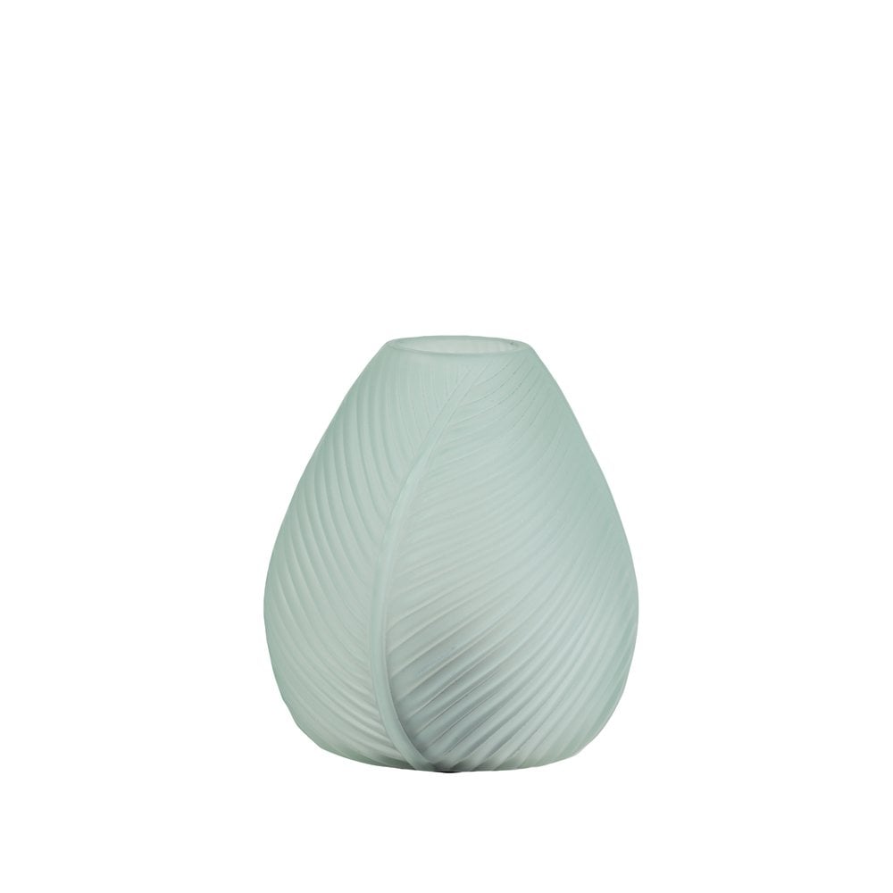 Table Lamp LED 13.5x15cm Leaf Glass Light Blue Matt