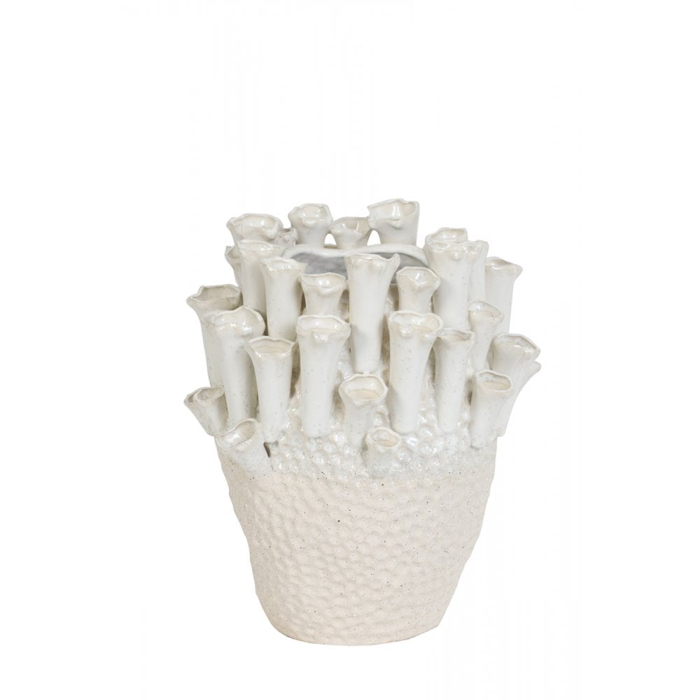 Vase Deco 27.5x27.5cm Kyral Ceramics Creme and White