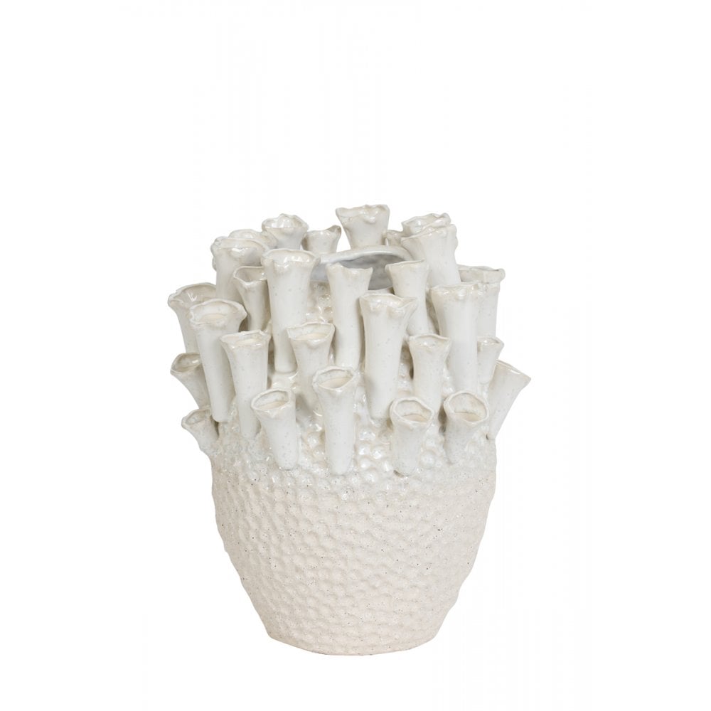 Vase Deco 27.5x27.5cm Kyral Ceramics Creme and White