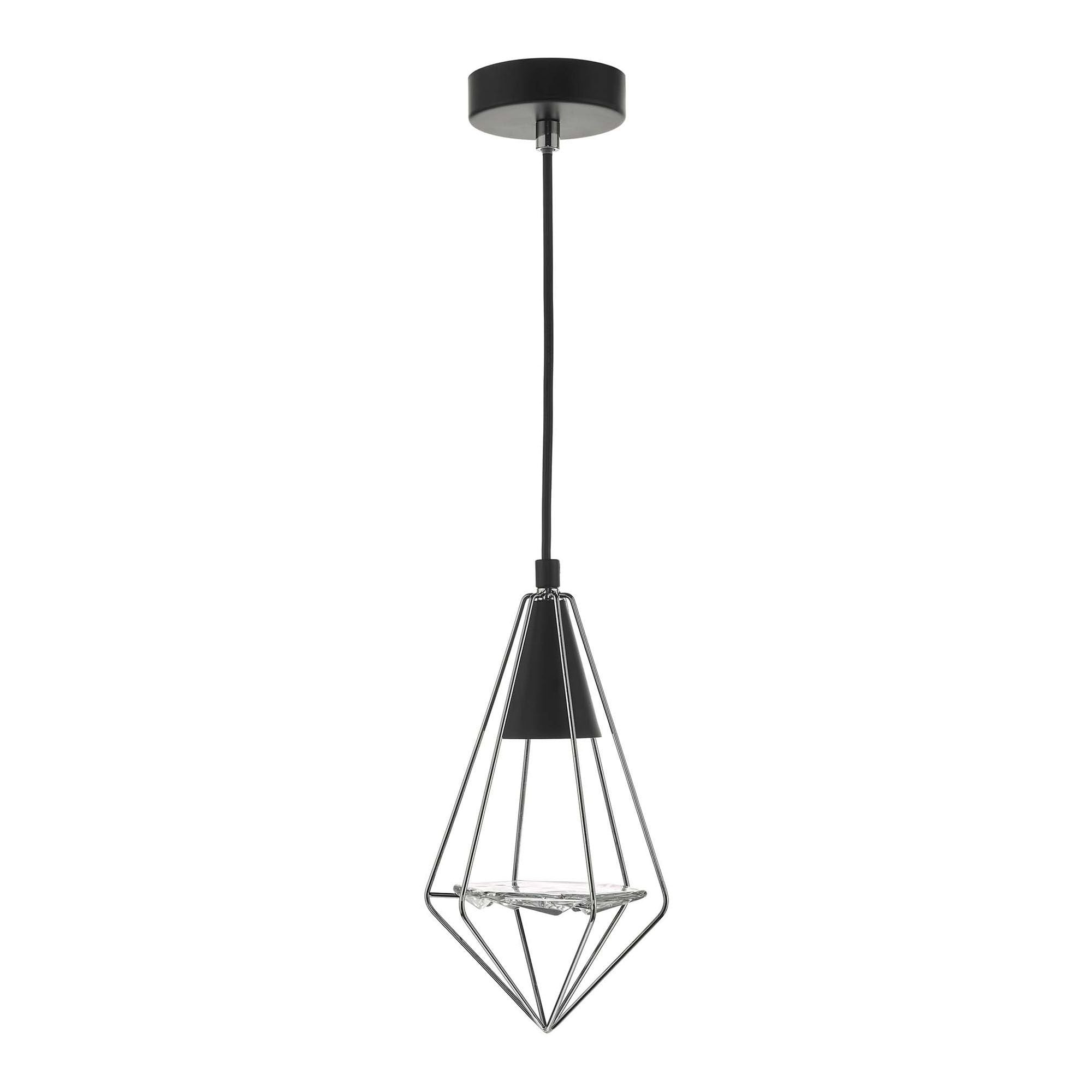 Gianni 1 Light Pendant Black, Polished Chrome & Glass